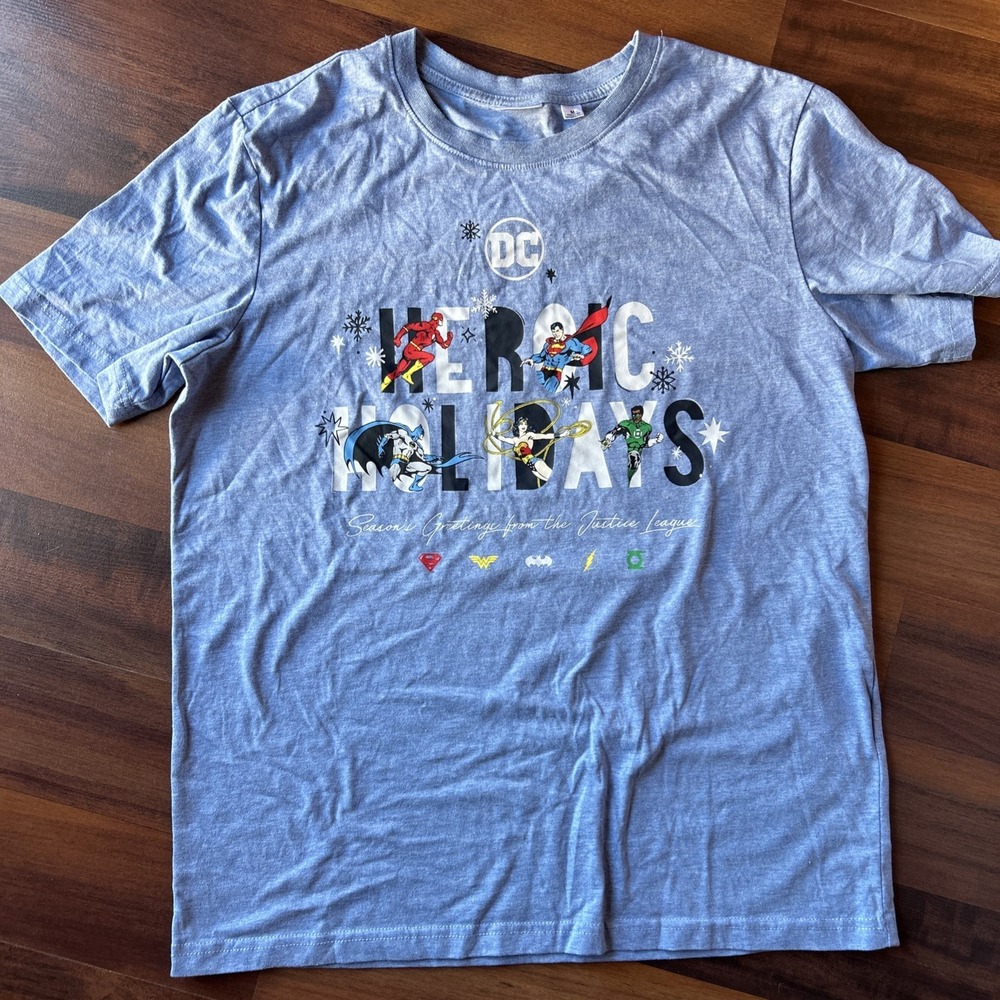 DC Comics Justice League Winter Holiday T shirt Men's‎ Medium Unisex Cotton